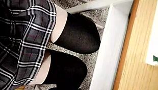 chinese classmate sneaks touches on sexy teen's white thighs in asmr class