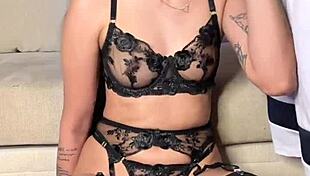 Babe's Vertical Lingerie Deepthroat Cock Suck