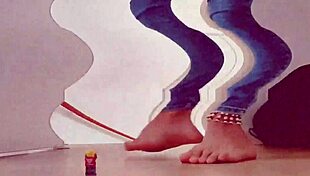 Hey giantess Maya traps tiny boy under her huge sweaty socks