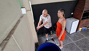 innocent stepmom trapped in basement licks stepson cock then doggystyle