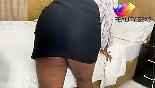 horny chubby ebony hotel receptionist bends over for nigerian traveler's rough doggystyle cash fuck