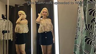 Sexy Transparent Try-On Haul Flashes Tits In Fitting Room!