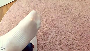 Hey giantess Maya traps tiny boy under her huge sweaty socks