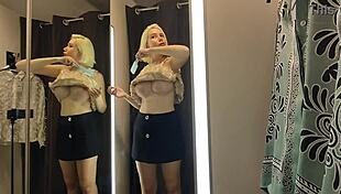 Sexy Transparent Try-On Haul Flashes Tits In Fitting Room!