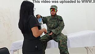 Horny Latina doctor seduces military patient fucking shamelessly during hospital exam