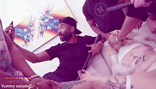 kyra sex teases ass with bat before five monster cocks dap prolapse