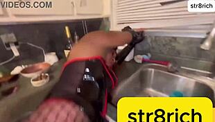 hot ebony babe takes big black cock deep in pussy and ass for juicy creampie