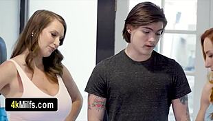 sophia's huge tits get titty fucked while her bff joins the workout fun