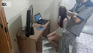 safada housewife gets depraved maintenance man cum fetish on ass