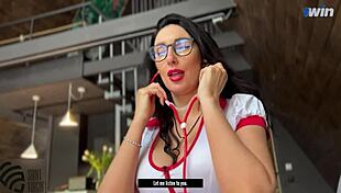 nurse shows up for patient but ends up riding his huge cock nonstop