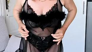 Gilf's Massive Tits Spill from Black Lingerie in Teasing Jerk-Off Instructions