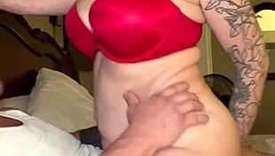 gorgeous milf's big tits bounce wildly as she's fucked to creampie