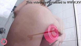 Green Eyed Blonde Samantha Rone Rides Dildo Deep in Shower with Big Tits Bouncing Wet