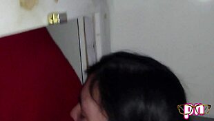 bbw brunette with huge natural tits sucks off dirty old men at the filthy gloryhole