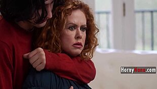 step grandson's self defense lesson ignites step grandma's horny urge for young cock