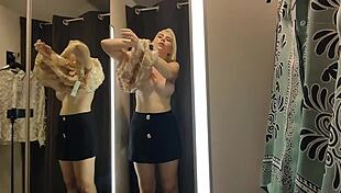 Sexy Transparent Try-On Haul Flashes Tits In Fitting Room!