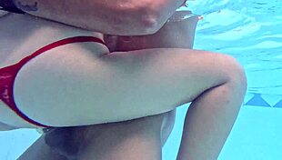 Skinny 18yo latina amateur fucked doggystyle in public pool tight shaved pussy outdoors