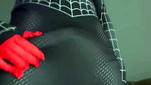 Miles Morales Spider-Man cosplay teen jerks huge cock and cums loads