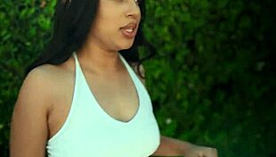 ebony babe gags on cock with deepthroat face fuck cumshot