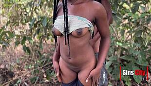Horny Ebony Couple Pound Petite Ass Doggystyle in Steamy Tropical Forest Fuckfest!
