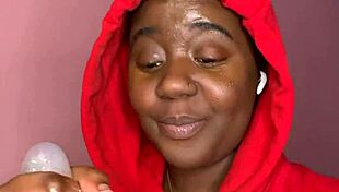 Shy Hood Chick Jerks Dildo With Dirty Talk Handjob