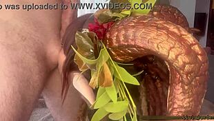 satyr cosplay goddess grabs that big dick for a sloppy deepthroat face fuck