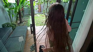 yoga teacher spreads legs wide as tight pussy gets stretched hard