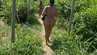 Hot Brazilian Bikini Babes Gape Asses on Desert Beach Trail