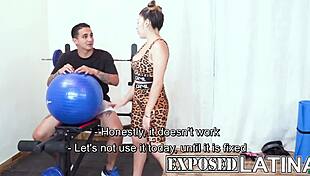 Promiscuous Latina Shaira seduces trainer for hardcore gym pounding