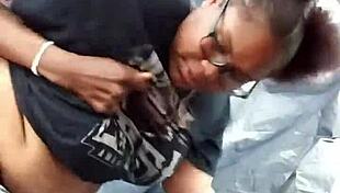 nerdy ebony fat ass pounded hard in public park