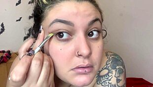 Sweet Girl's Topless Fetish Makeup Reveals Cute Kitten Underneath
