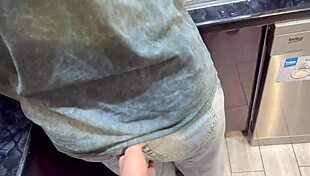 Kitchen Quickie! Dormmate Swallows Cum in Hair and Mouth