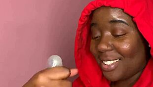 Shy Hood Chick Jerks Dildo With Dirty Talk Handjob