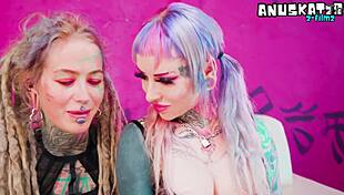 ffm anal threesome german goth pornstars gape asses on big cock