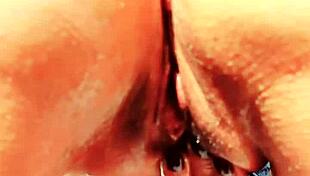 mature wife spreads shaved pussy lips wide flashing huge wet folds in garden play