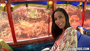 Sexy Colombian Latina amateur gets naughty on public bus