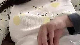 Shemale clamps hair on throbbing cock during intense solo masturbation tease