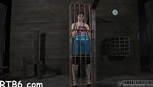 Four sluts crammed in tiny cage begging for rough fucks!