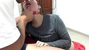 colocaram coleira na esposa submissa e fodi ate gozar tudo dentro dela... que delicia!