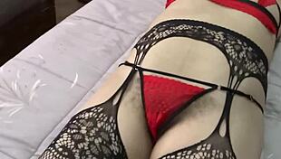 friends stepmom masturbates hairy big pussy clit then stepson cums all over her curvy body