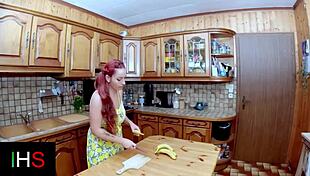 kitchen fun turns wild with fruit dildos and pussy play