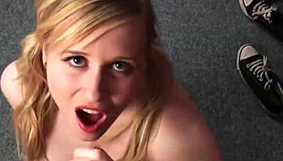 Flirty Babe Sucks Cock for Juicy Facial Jizz Blast