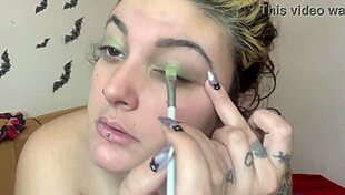 Sweet Girl's Topless Fetish Makeup Reveals Cute Kitten Underneath
