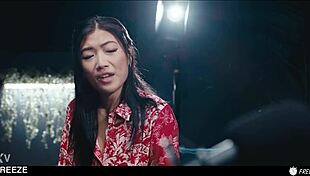 imagine an asian babe frozen as redhead's lesbian fuckdoll slave gets toyed wet