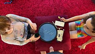Hot Petite Brunette Alice And Redhead BFF Play Dice Game With Cum Challenges