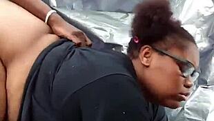 nerdy ebony fat ass pounded hard in public park