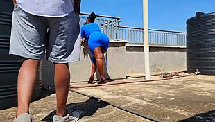 sneaking on big ass ebony neighbor for oiled doggystyle cumshot on couch