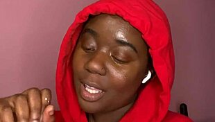 Shy Hood Chick Jerks Dildo With Dirty Talk Handjob