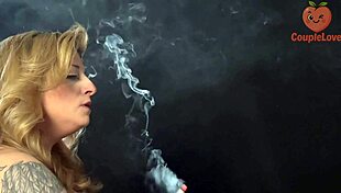 smoking milf worships monster cock on break 💨🍆