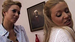 Blonde Secretary Bosses Lingerie Lesbian Pussy Licking Strapon Office
